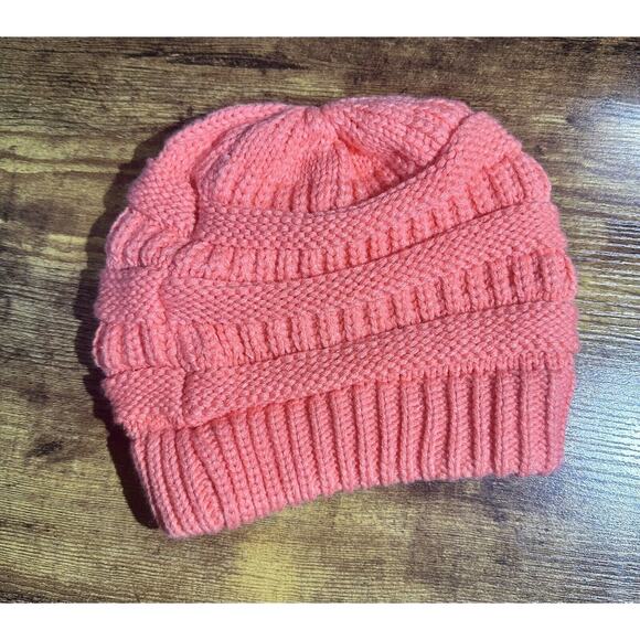 C.C. Trendy Warm Chunky Soft Stretch Cable Knit Beanie Coral Color Unisex - Picture 2 of 5